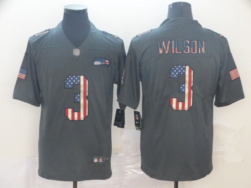 Men Seattle Seahawks #3 Wilson Carbon Black Retro USA flag Nike NFL Jerseys->dallas cowboys->NFL Jersey